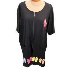 Vintage Size 1/2X 3X? CZ Cover Ups Womens Dress Casual Spring Summer Black
